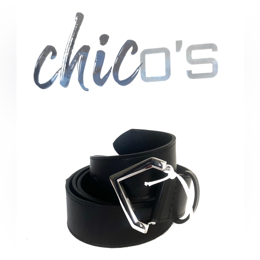 NWT Chico’s Arrow Belt Black Leather SZ Large